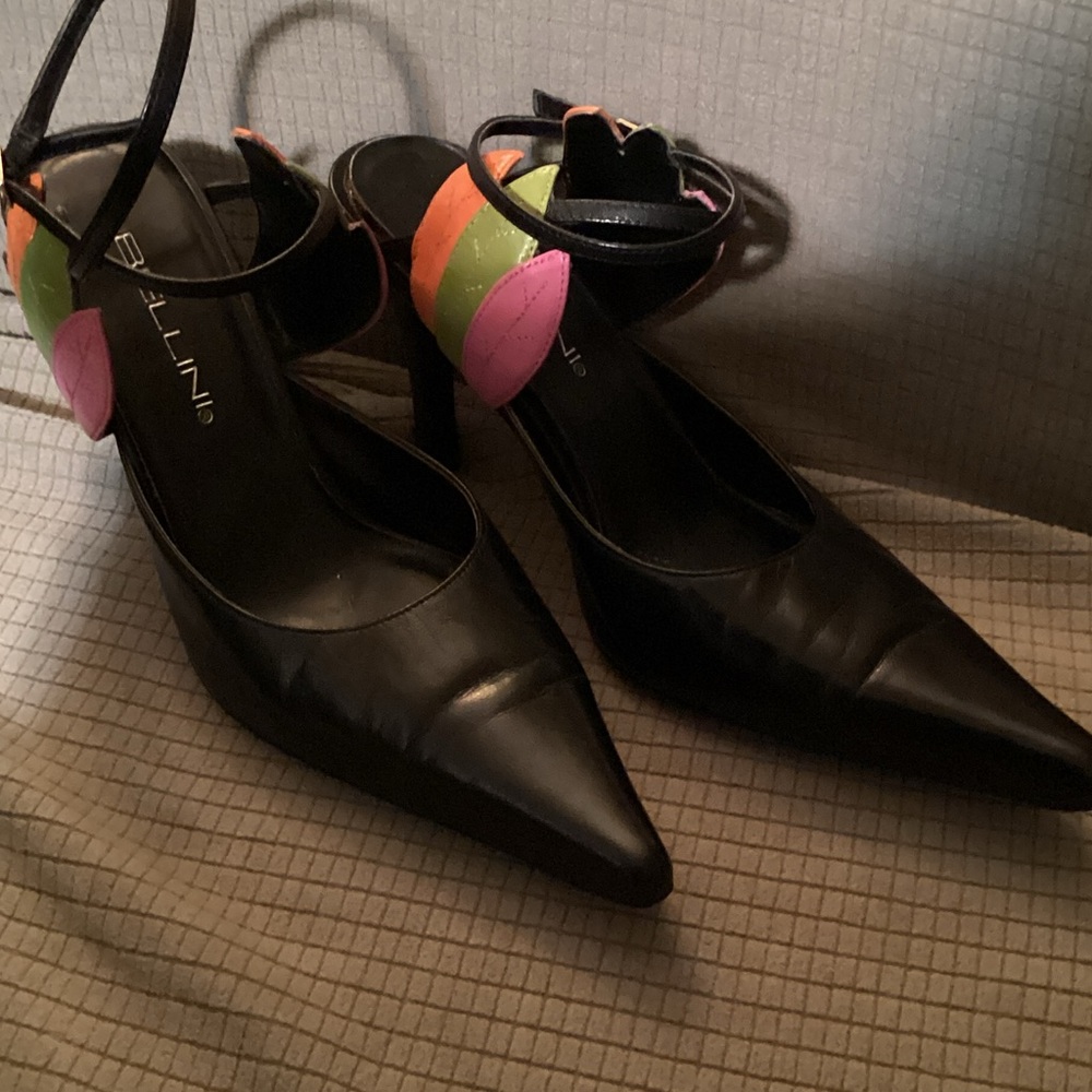 Bellini Black Heels with Colorful Accents